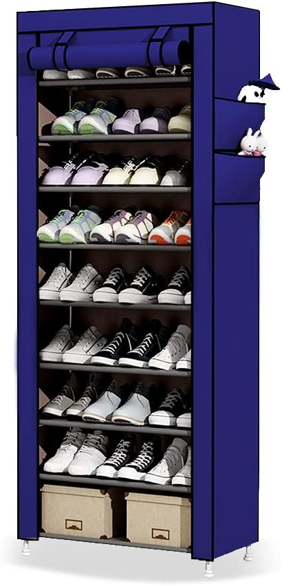 YAQOOT™ 10 Tiers Shoe Rack Storage Box for 27 Pairs, Foldable Shoe Rack, Foldable Shoes Organizer Cover, Shoe Cover Rack, Portable Shoe Storage Cabinet 158cm X 60cm X 30cm