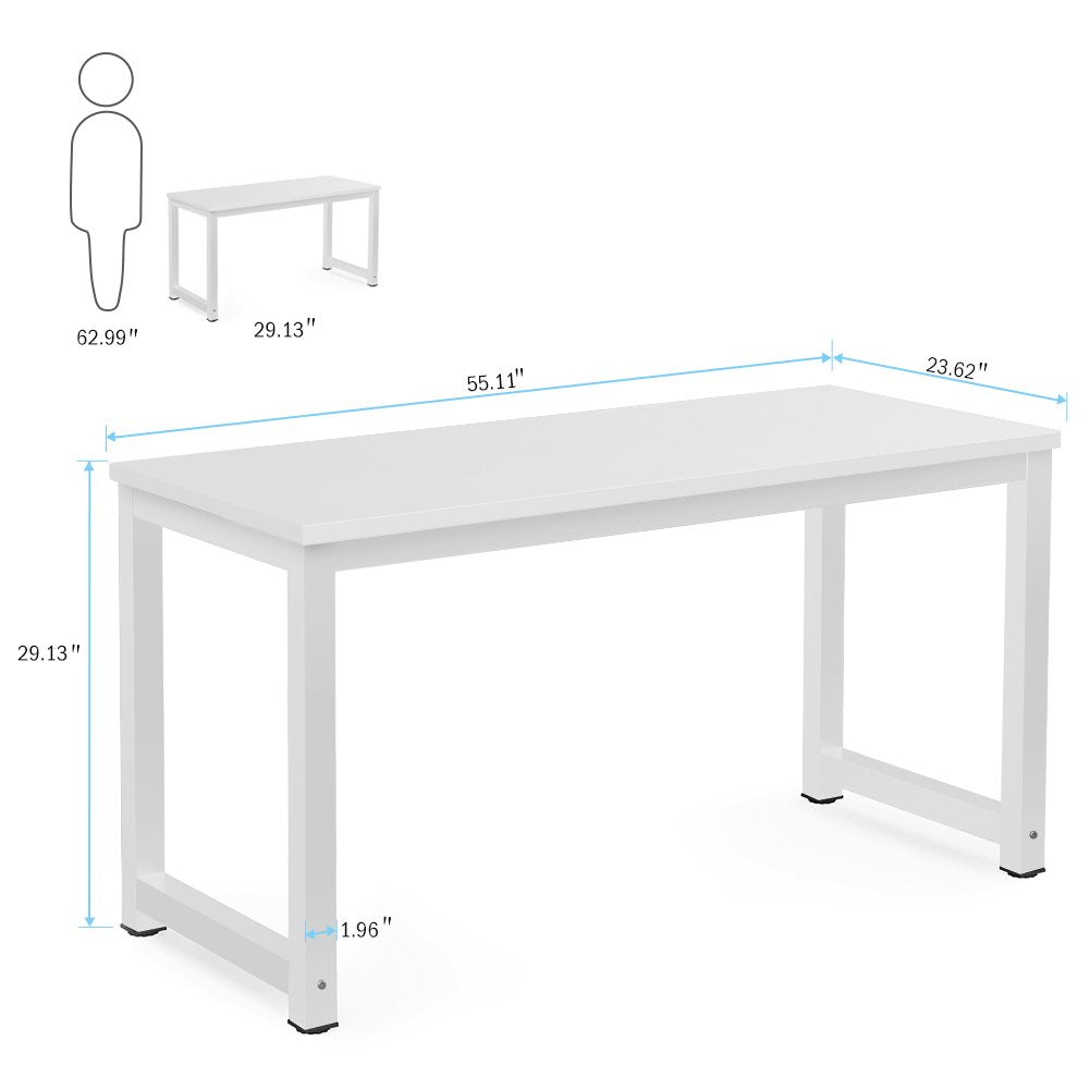 Tribesigns Computer Desk, Large Office Desk Computer Table Study Writing Desk for Home Office, Walnut + Black Leg, 63 X 23.6 inch