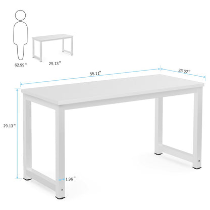 Tribesigns Computer Desk, Large Office Desk Computer Table Study Writing Desk for Home Office, Walnut + Black Leg, 63 X 23.6 inch