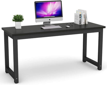 Tribesigns Computer Desk, Large Office Desk Computer Table Study Writing Desk for Home Office, Walnut + Black Leg, 63 X 23.6 inch