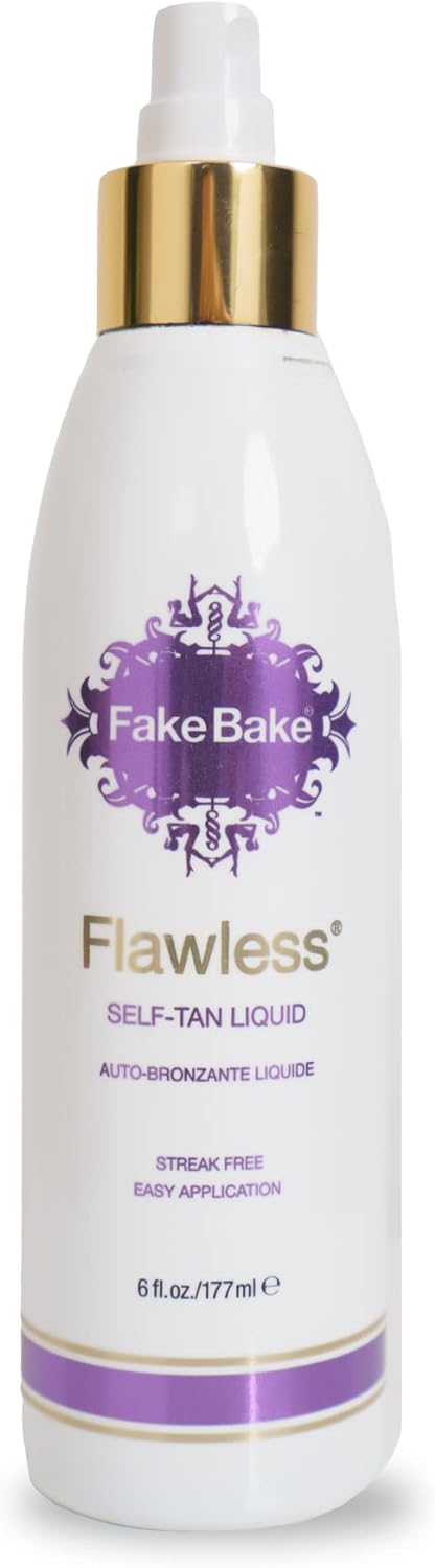 Self Tanning Liquid Solution Flawless by Fake Bake | Luxurious and Fast-Drying Solution that delivers a Beautiful Streak-Free Golden Glow | Black Coconut Scent | 6 fl oz
