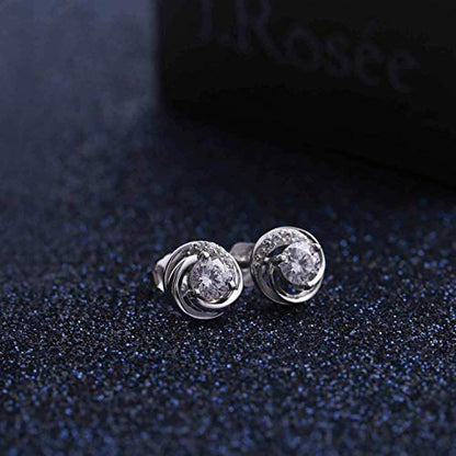 Swarovski Elements Crystal 18K Gold Plated 925 Sterling Silver Studs Earrings for Women Ladies Girls Gift Package J.Rosée Fashion Jewelry…