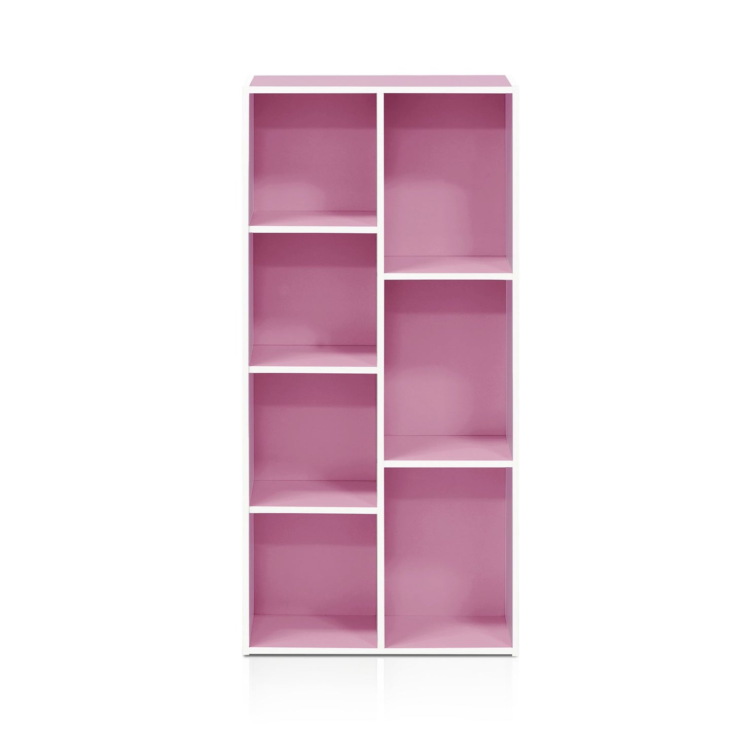 Furinno 5-Tier Reversible Color Open Shelf Bookcase, White/Pink 11055WH/PI