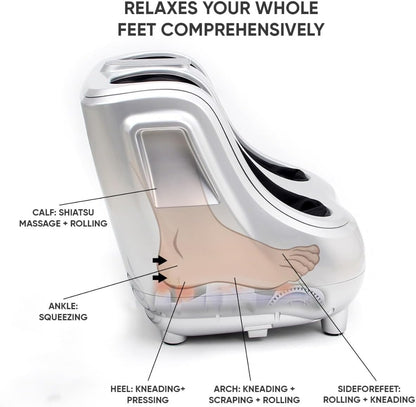 JC BUCKMAN ComfortUs Foot Massager-Shiatsu Foot Massage Machine w/Heat Kneading, Rolling, Scraping for Calf-Leg-Ankle Plantar Fasciitis, Blood Circulation, Pain Relief