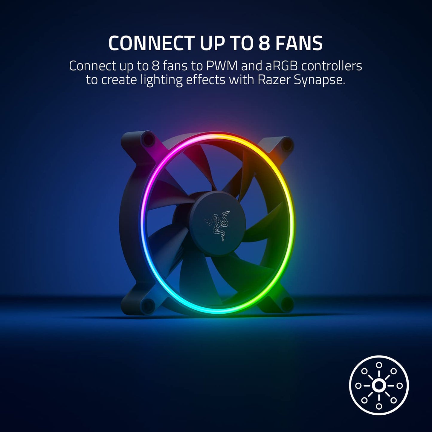 Razer Kunai Chroma Hydraulic RGB LED PWM Performance Fan (140mm)- Hydraulic aRGB PC Fans (Quiet, Powerful, Connect up to 8 Fans, PWN Fan Controller Support, Chroma aRGB) 1 Fan, Black