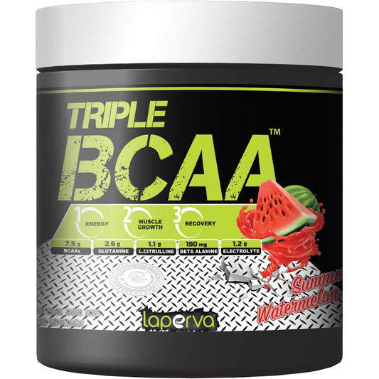 Laperva Post Work Out Diet Supplement Triple Bcaa 0 Fat, 0 Carbs And 0 Sugar Amino Glutamine For Energy Booster And Muscle Recovery Water Melon, 420 Gm