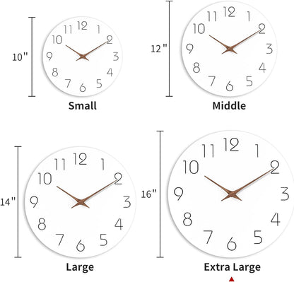 Mosewa Wall Clock 12 Inch Silent Non Ticking Wood Wall Clocks Battery Operated - Wooden White Modern Office Simple Minimalist Clock Decorative for Kitchen,Home,Bathroom,Living Room(12" White)