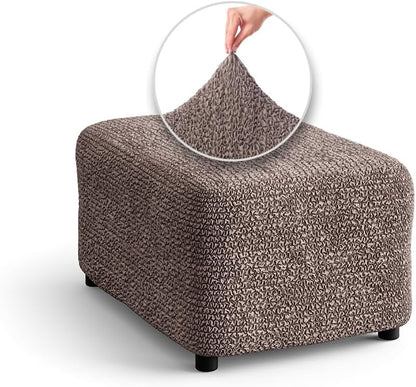 PAULATO BY GA.I.CO. Ottoman Cover Stool Cover Pouf Slipcover - Soft Polyester Fabric Slipcover - 1-piece Form Fit Stretch Furniture Protector - Microfibra Collection - Cappuccino (Ottoman)