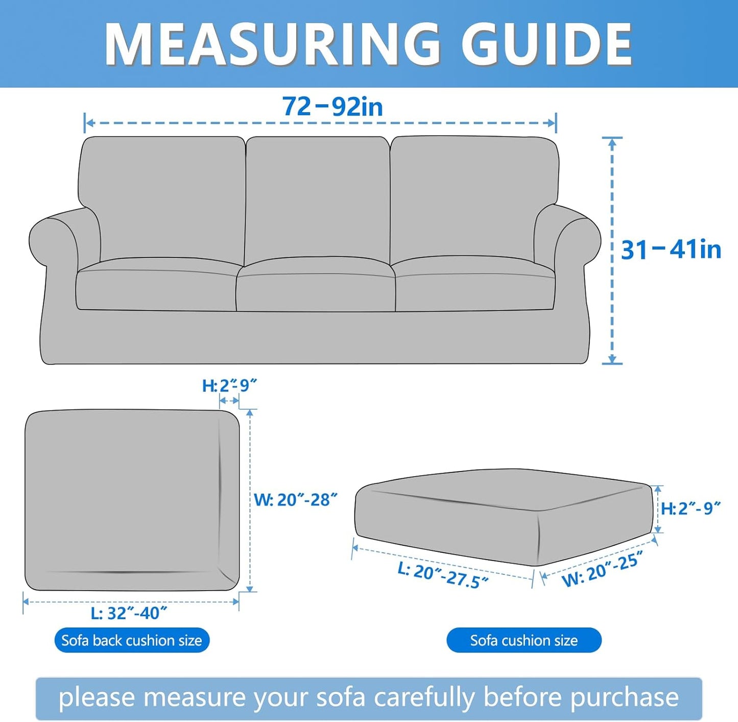 HDCAXKJ Luxury Velvet Sectional Couch Covers Thick Stretch L Shaped Corner Sofa Slipcover Universal Non Slip U Shape Sectional Sofa Cover Furniture Protector Machine Washable (Ash Gray, X-Large)