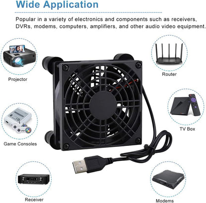 GDSTIME Dual 120mm 5V USB Fans, 102CFM Big Airflow Fan Cooling for Router TV Box Micro Computer and Other Electronics