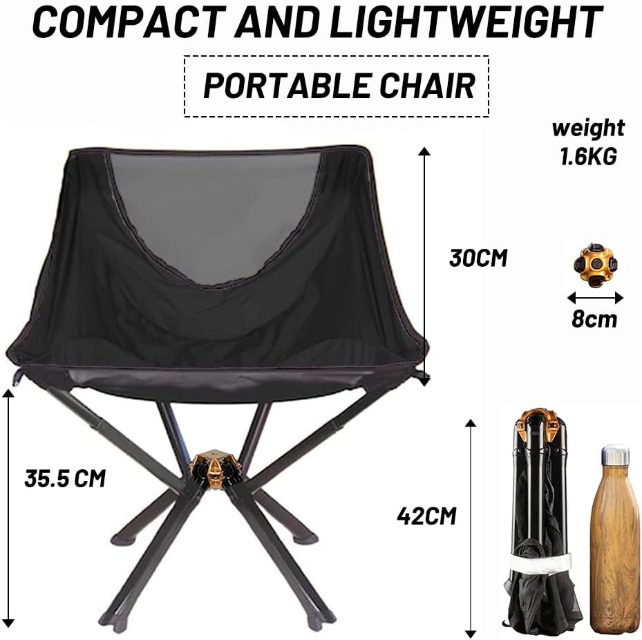 Portable Chair Camping Chairs - A Small Collapsible Portable Chair That Goes Every Where Outdoors. Compact Folding Chair for Adults That Sets Up in 5 Seconds | Camping Chair Supports 150KG