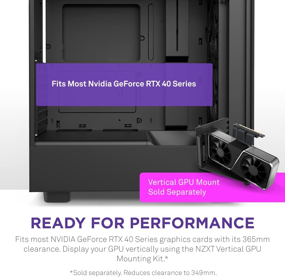 NZXT H5 Flow Compact ATX Mid-Tower PC Gaming Case – High Airflow Perforated Front Panel – Tempered Glass Side Panel – Cable Management – 2 x 120mm Fans Included – 280mm Radiator Support – White