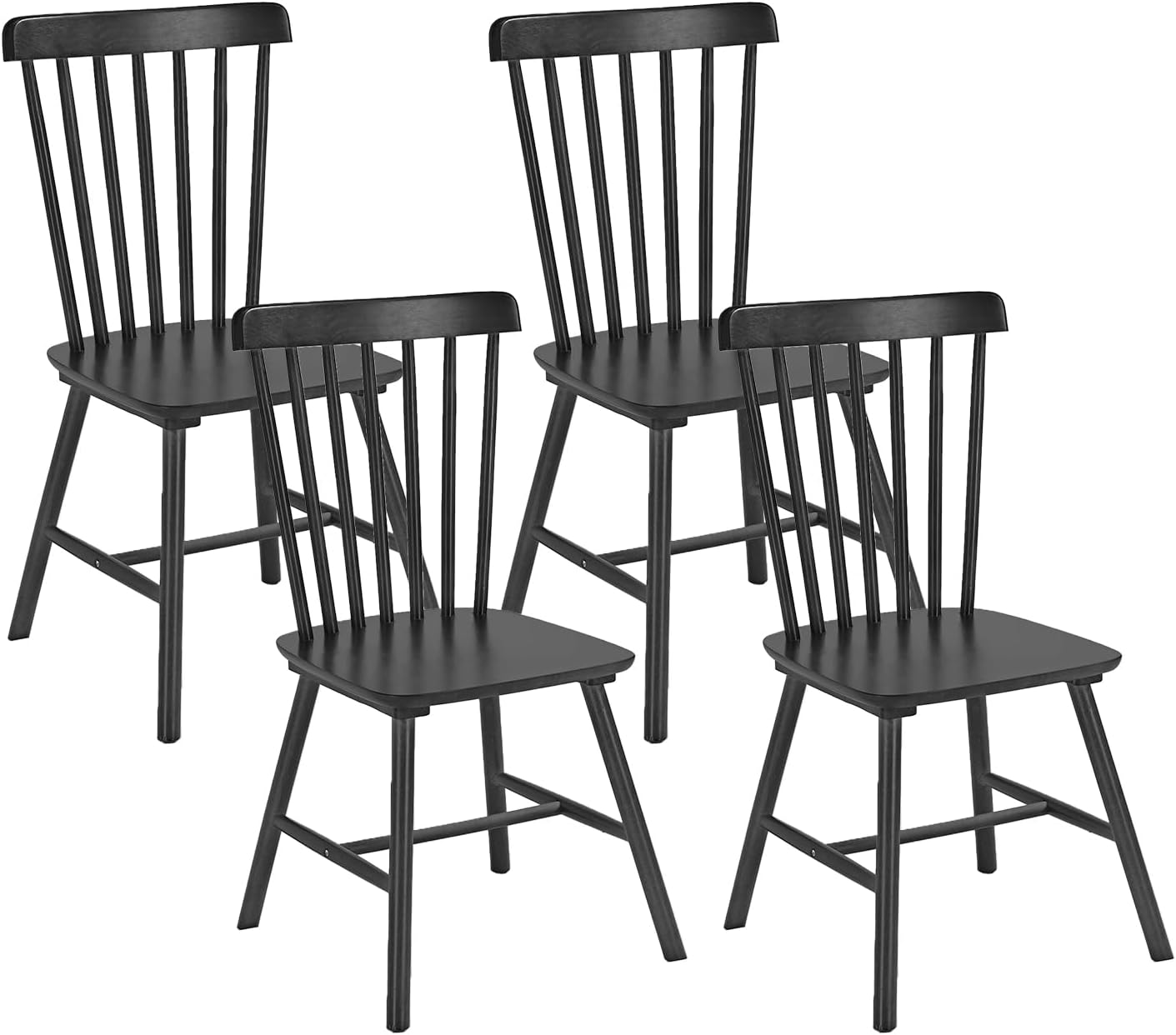 DELAVIN Solid Wood Dining Chairs Set of 4, Mid Century Modern Dining Room Chairs, Farmhouse Oak Kitchen Chairs, Easy Assembly, Black