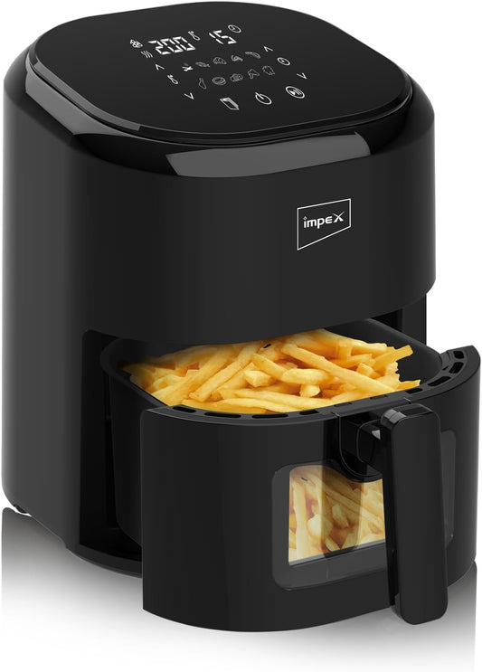 Impex AF 4307 Air Fryer With Adjustable Temperature Control, Overheating Protection 4.5 L 1200W Black