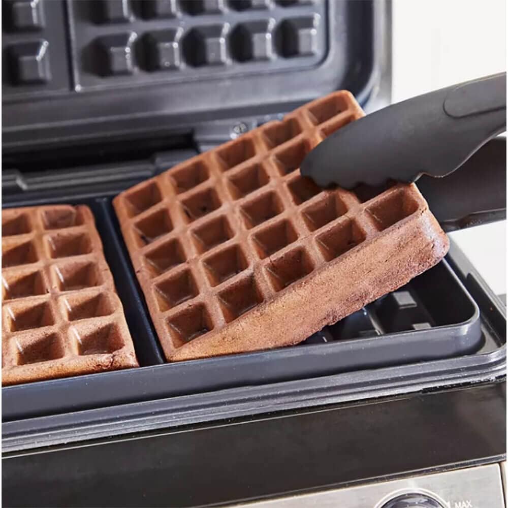 GreenPan Stainless Steel 2-Slice Belgian Waffle Maker Iron, Healthy Ceramic Nonstick Plates, Adjustable settings and Presets, Easy-to-use LED Display