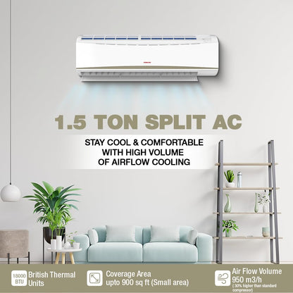 Nikai Split Air Conditioner 2 Ton, Energy Efficient Cooling with T3 Tropical Rotary Compressor, Turbo Mode with 4 Way Swing, 24000 BTU AC, Gold Fin, Auto Restart, Ideal for Home & Office NSAC24131N23