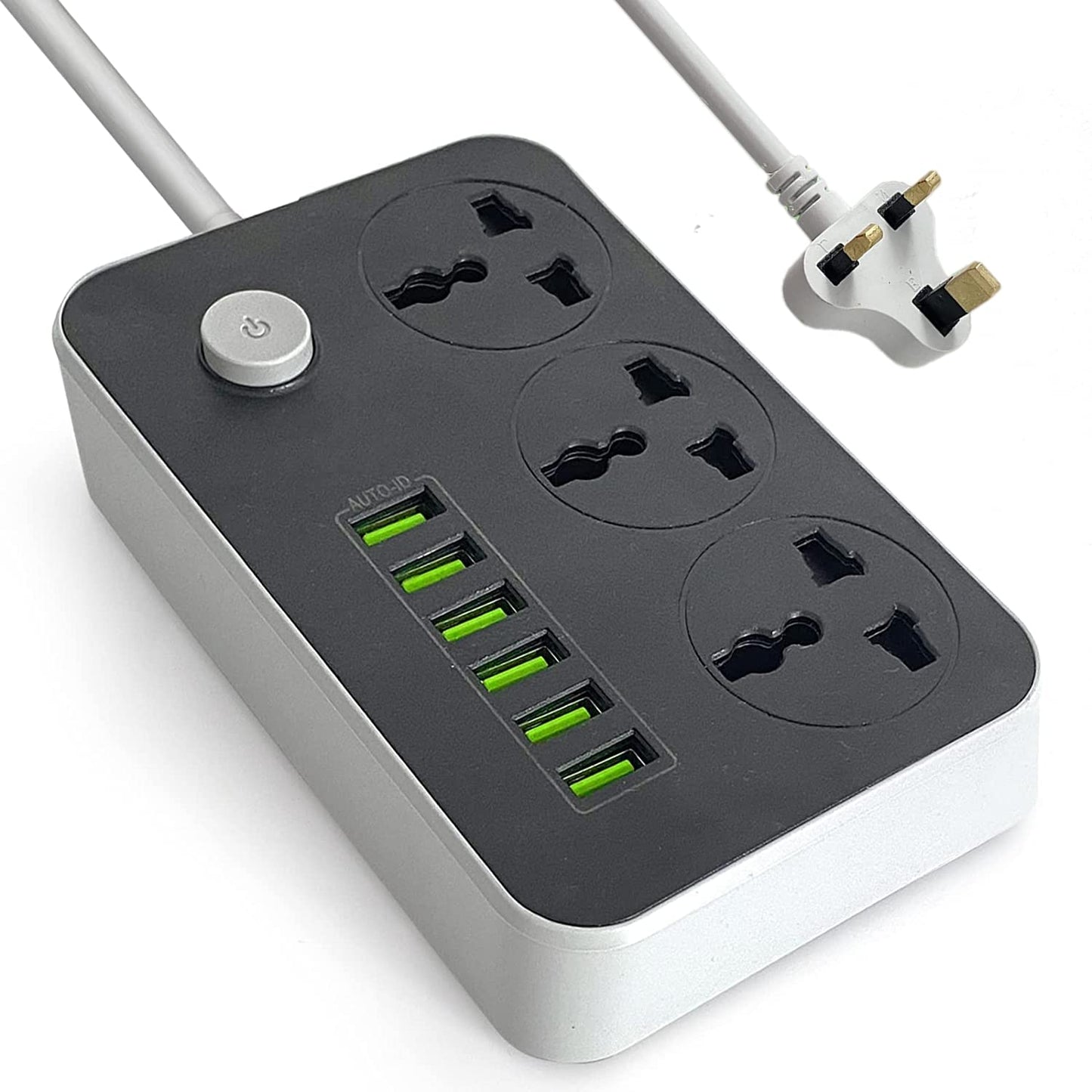 SKY-TOUCH Power Strips Extension Cord 3 Outlets, Power Socket with 6 USB Ports Universal Charging Socket with 2M Bold Extension Cord