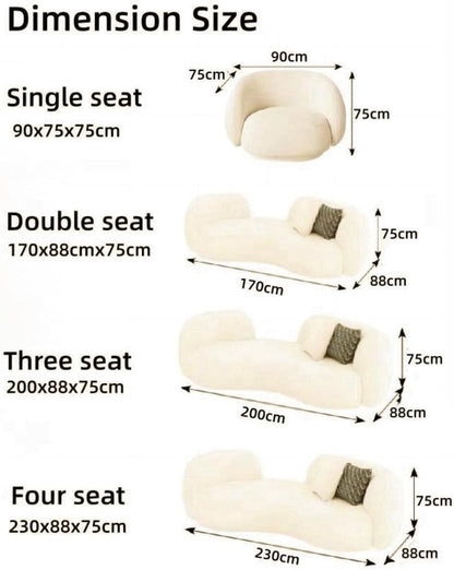 RciDos 1PCS Fleece Fabric Overstuffed Multifunction Arc-shaped Sofa set, Wood Furniture for Home Livingroom，Bedroom，Office Without Pillow and Coffee Table (Four seats 230cm, Beige)