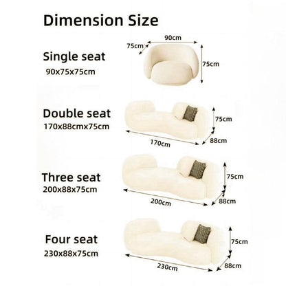 RciDos 1PCS Fleece Fabric Overstuffed Multifunction Arc-shaped Sofa set, Wood Furniture for Home Livingroom，Bedroom，Office Without Pillow and Coffee Table (Four seats 230cm, Beige)