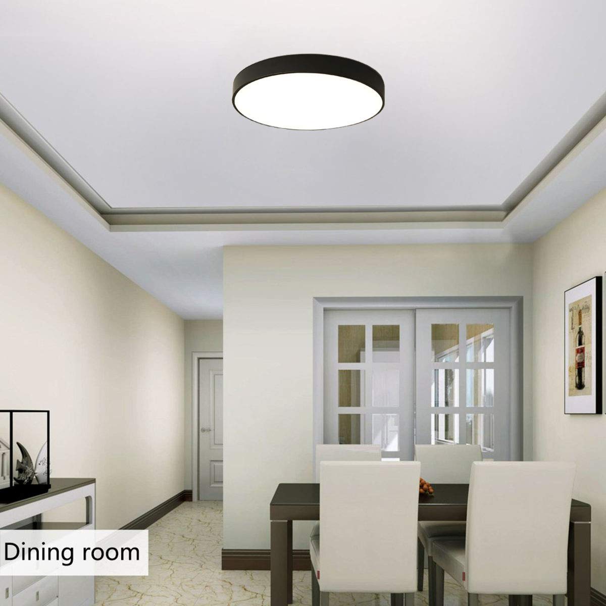 Ganeed Modern 38W Ultra-thin LED Ceiling Light, 40cm Super Bright Flush Mount Ceiling Light Fixture, 6500K Cool White Round Ceiling Lamp for Bedroom Living Dining Room Kitchen Office