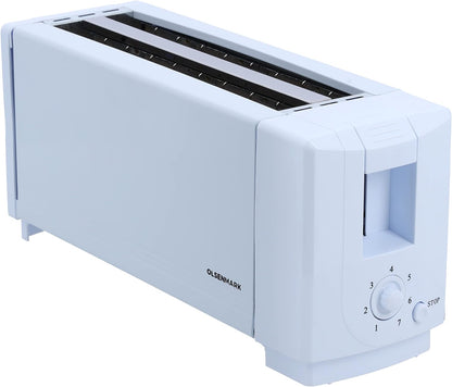 Olsenmark 4 Slice Bread Toaster, Automatic Pop-Up, Ombt2493 Wide Bread Slots & Variable Browning Shade Controls Mid Cycle Cancel Function Hinged Crumb Tray, White