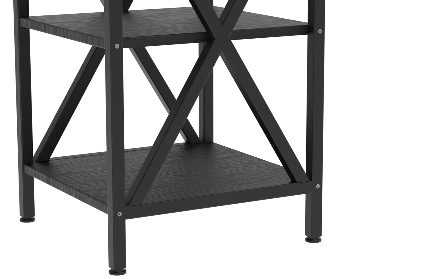 RIGID Side Table with Storage, End Table, Nightstand with X-Shaped Steel Frame, for Living Room, Bedroom, Farmhouse 3-Tie