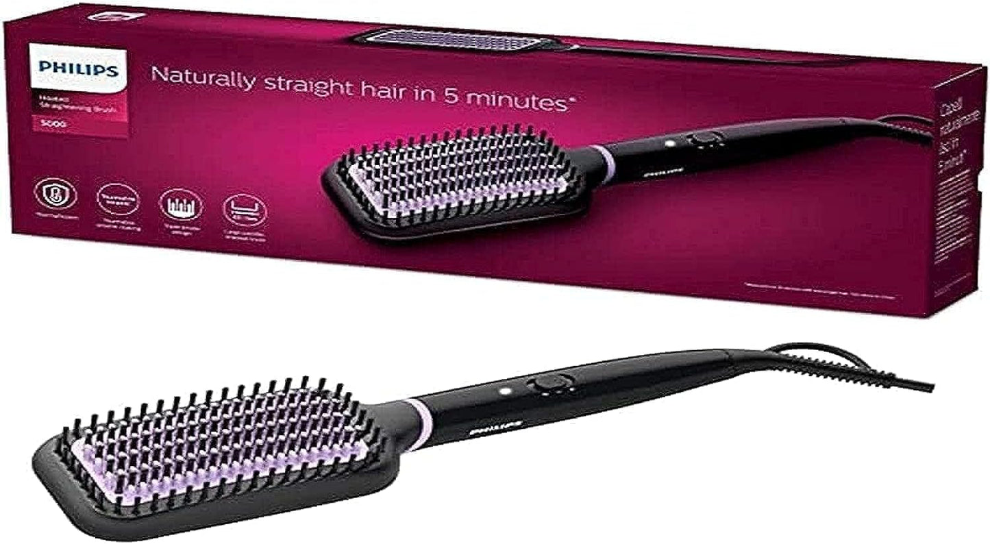 Philips StyleCare Essential | Heated Straightening Brush | Tourmaline Ceramic Coating | 2 Temperature Settings | Hair Straightener | ThermoProtect Technology | 2 Years Warranty | BHH880/03