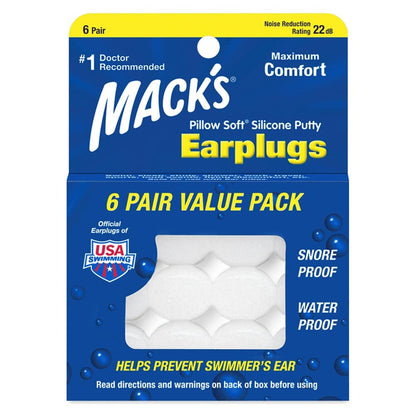 Mack's Pillow Soft Silicone Earplugs 6 Pairs,12 Count (Pack of 1)