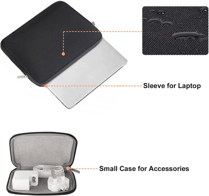 MOSISO Laptop Sleeve Compatible with MacBook Air/Pro, 13-13.3 inch Notebook, Compatible with MacBook Pro 14 inch M3 M2 M1 Chip Pro Max 2024-2021, Neoprene Bag with Small Case, Black