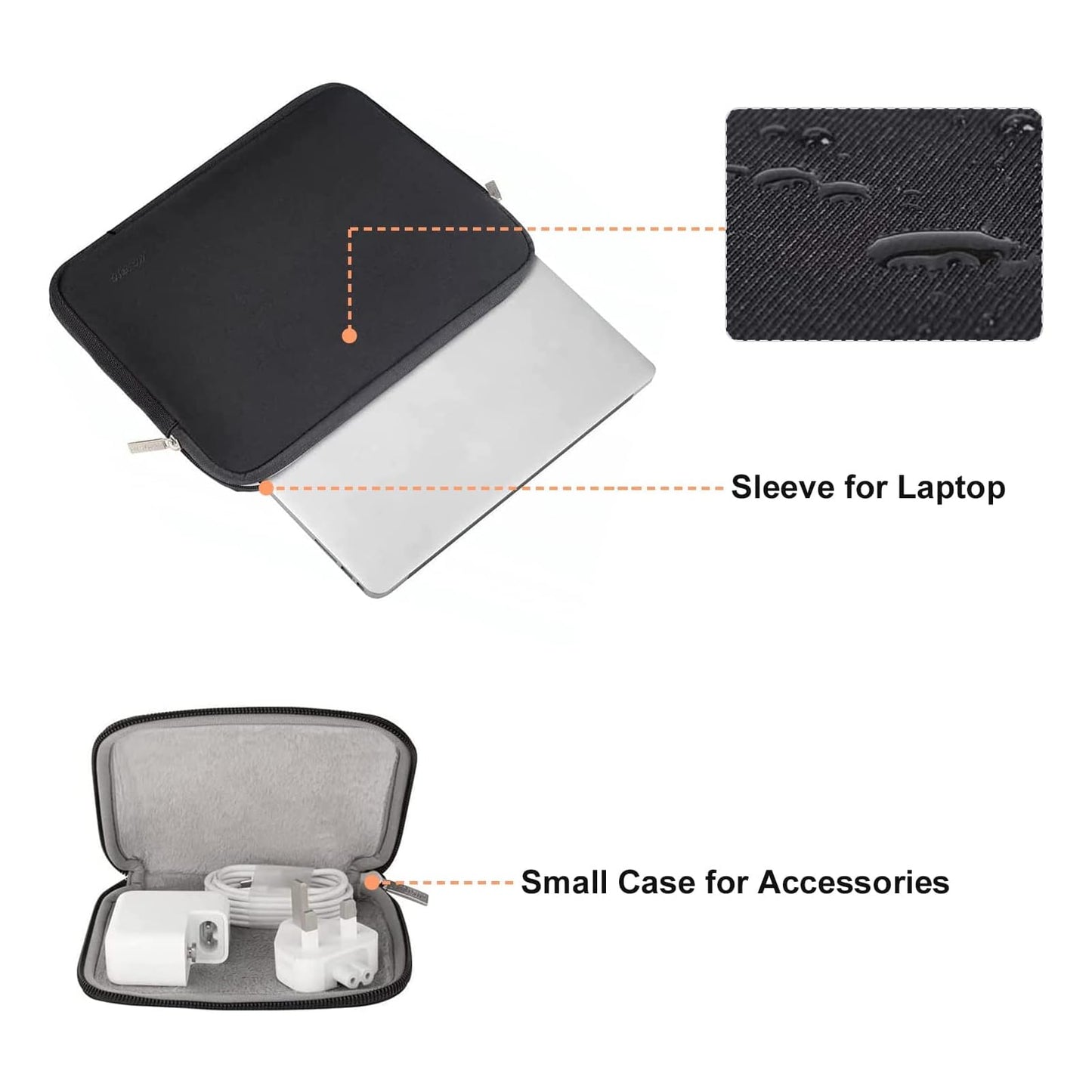 MOSISO Laptop Sleeve Compatible with MacBook Air/Pro, 13-13.3 inch Notebook, Compatible with MacBook Pro 14 inch M3 M2 M1 Chip Pro Max 2024-2021, Neoprene Bag with Small Case, Black