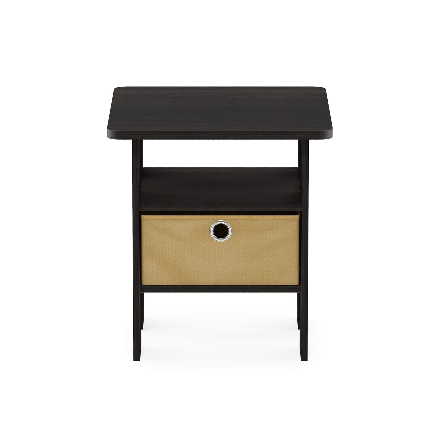 Furinno Andrey Set Of 2 End Table / Side Night Stand Bedside With Bin Drawer, Espresso