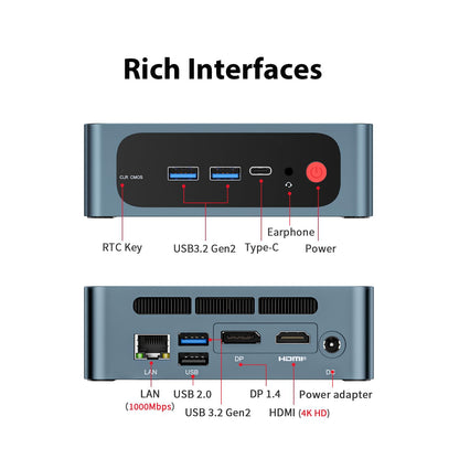 Mini PC Ryzen 5 5560U (6C/12T, up to 4.0GHz), TRIGKEY S5 Mini PC 16GB DDR4 500GB M.2 NVME SSD, Mini computer with Radeon Graphics 6Cores 1600MHz,HDMI+DP+Type-C 4K@60Hz Display, WiFi6,BT5.2