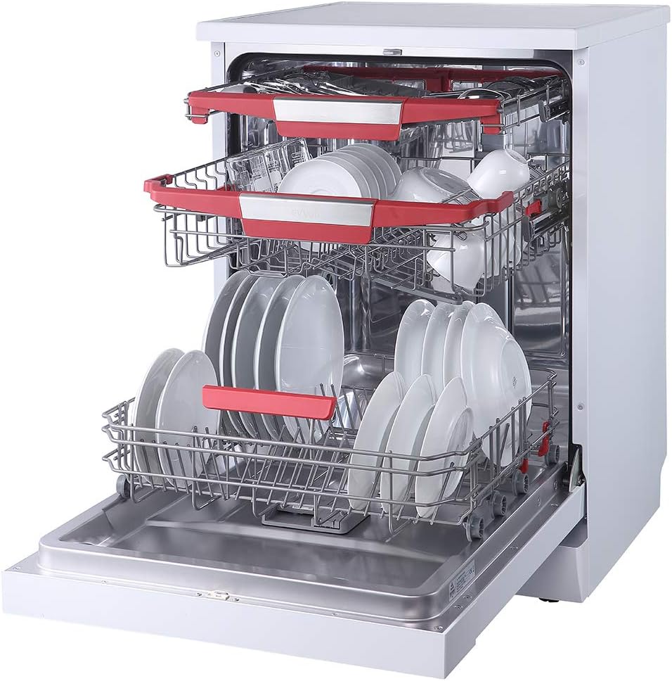 evvoli Dishwasher 12 place setting, 6 programs, 2 Rack Levels, 11 L,High Energy Efficiency, Quiet, Silver EVDW-122S