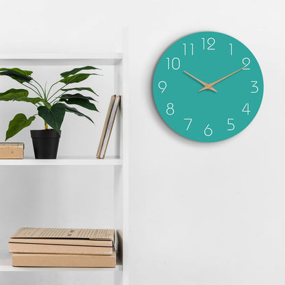 Mosewa Wall Clock 12 Inch Silent Non Ticking Wood Wall Clocks Battery Operated - Wooden White Modern Office Simple Minimalist Clock Decorative for Kitchen,Home,Bathroom,Living Room(12" White)