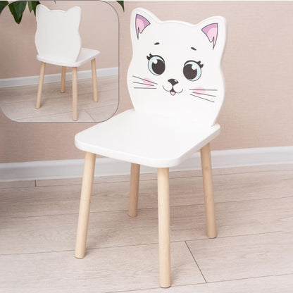 135- Kids Wooden Table and Chair Set Kids Play Table with 1 Chair 1 Pieces Kids Round Table for Toddler Girls Boys White Kids Furniture for Kids Room Classroom White