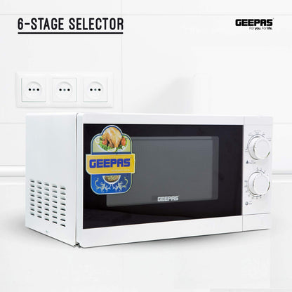 Geepas Microwave Oven, 20L Solo Electric Oven | Re-Heating and Fast Defrosting | Adjustable Temperature & Timer Function | 1200W Powerful Oven