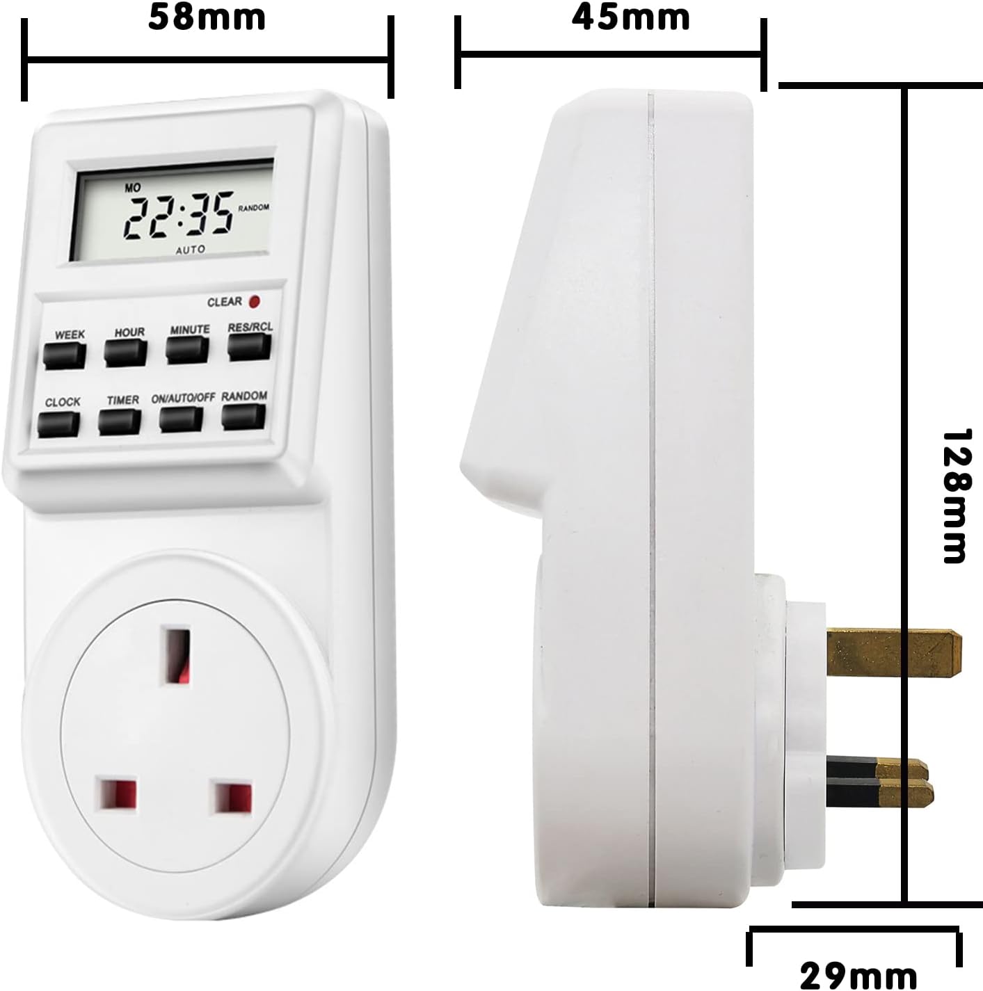 Plug Timer, LCD Display 10 Programmable Switching Programs 24 Hours & 7 Days Energy Saving Timer, Electrical Timer Socket for Lights and Home Appliances(2 pack)