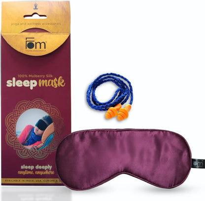 FOM (Friends of Meditation) 100% Mulberry Silk Eye Mask, Super Smooth Sleep Mask And Blind Fold (Black)