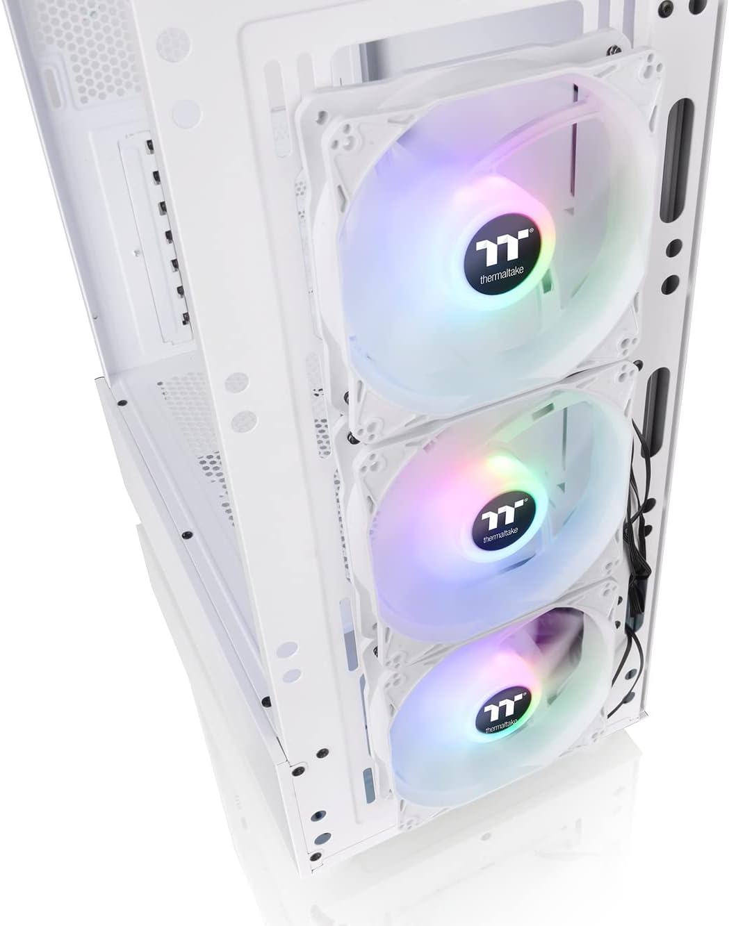 Thermaltake S200 TG ARGB Snow ATX Tempered Glass Mid Tower Gaming Computer Chassis, Mesh Front Panel, Built-in PSU Cover, Three 120mm ARGB Lite Front Fans Pre-Installed - White