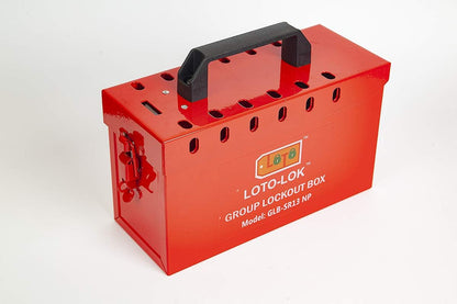 LOTO-LOK - Group Lock Box - Steel, Red color powder coated, Accommodates 1 Primary & 12 Secondary Padlocks. (GLB-SR13-NP)