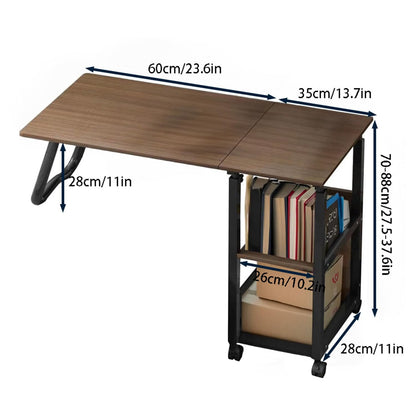 Overbed Table Desk with Wheels Over The Bed Table Adjustable Height Foldable Bedside Table Mobile Computer Rolling Laptop Desk Table Cart Gaming Desk Nightstand with Tray