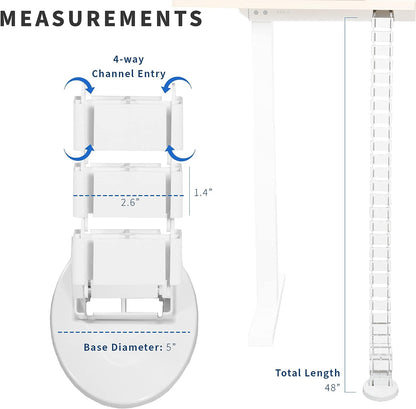 VIVO Vertebrae Cable Management Kit, Height Adjustable Desk Quad Entry Wire Organizer, White, DESK-AC01C-W