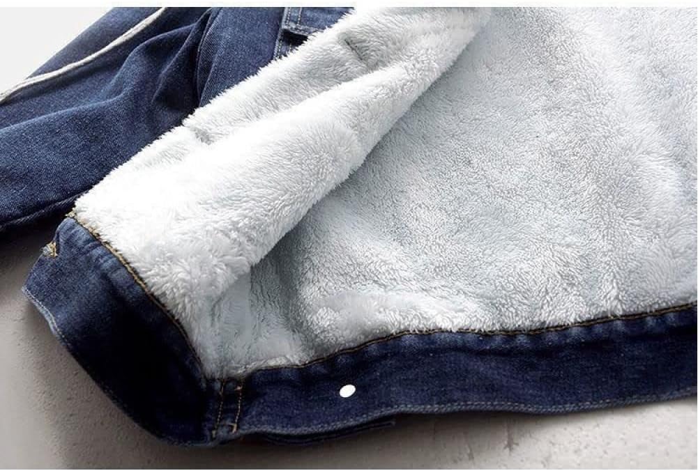 Denim Jacket Women Winter Korean Style Hooded Short Long-Sleeved Woolen Cloth Plus Velvet Thick Lamb Wool Cotton Coat