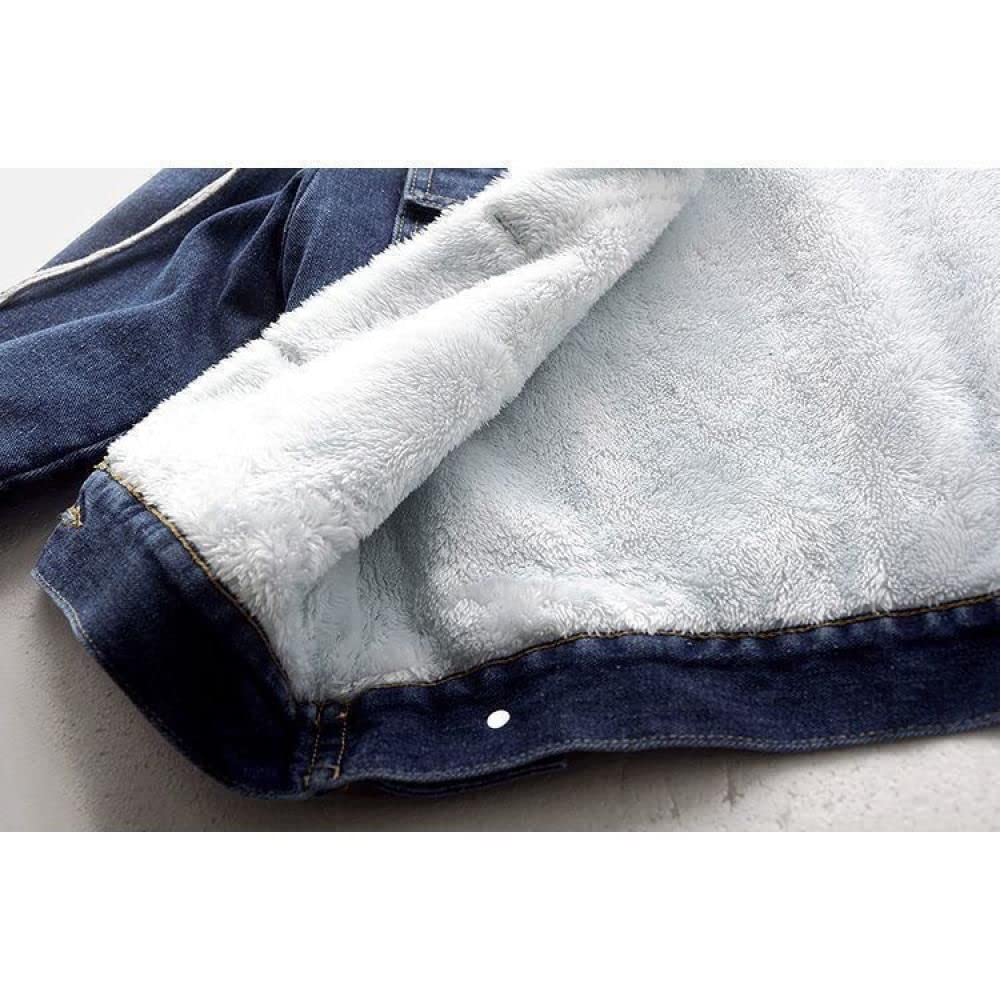 Denim Jacket Women Winter Korean Style Hooded Short Long-Sleeved Woolen Cloth Plus Velvet Thick Lamb Wool Cotton Coat