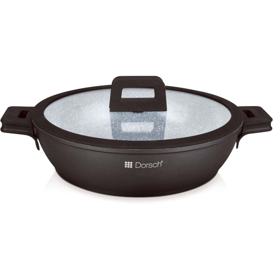 Dorschhome Low Casserole - Premium Cookware with Non-Stick "PROGLIDER" Ceramic Coating - Durable, Scratch-Resistant, TUV Certified - LFGB Tested- Induction Ready - 2 Years warranty (28 CM)