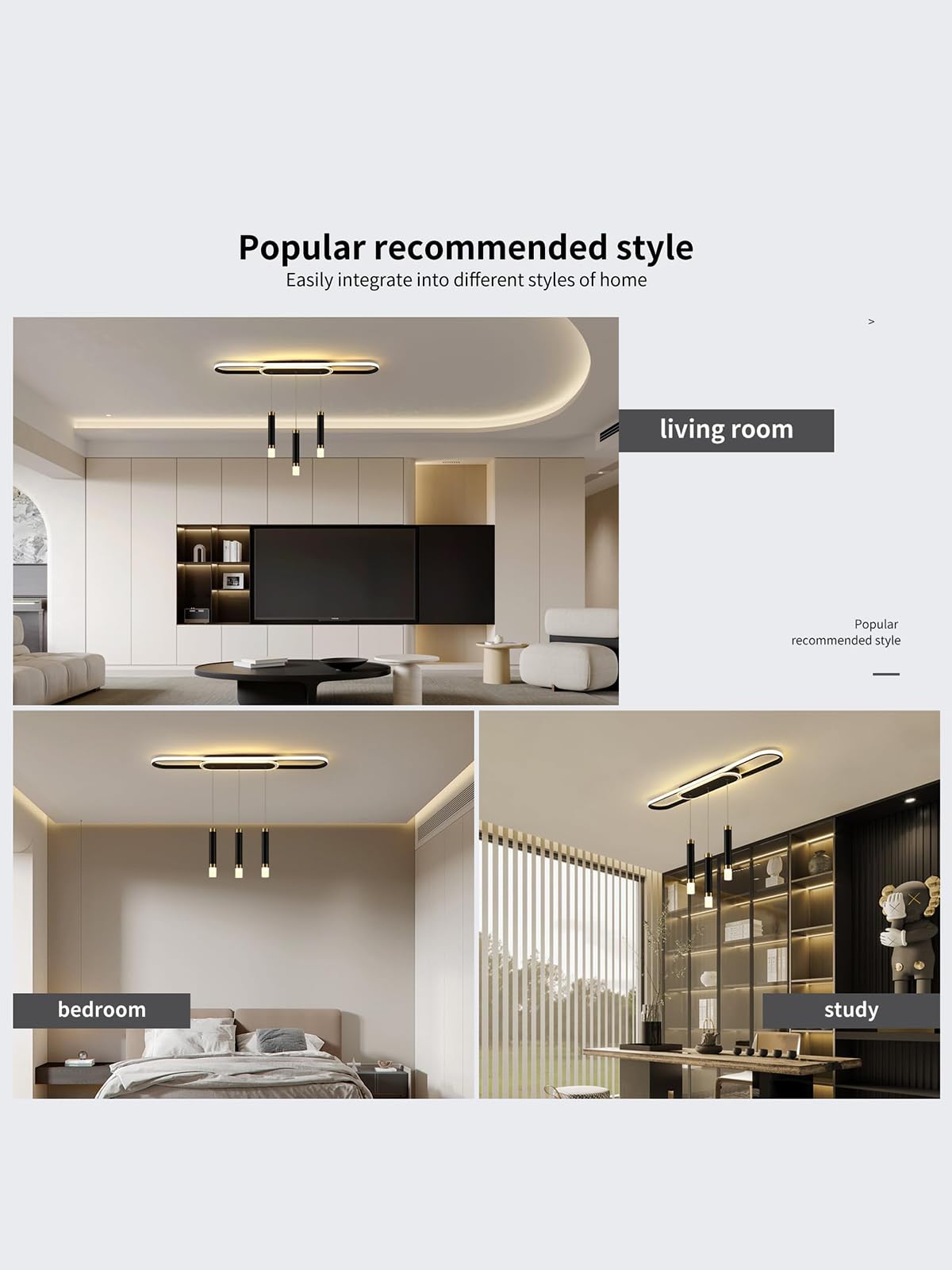 Jaycomey Modern Chandelier Light Fixtures Dimmable LED Pendant Light with Remote Control Acrylic Wave Chandeliers for Dining Rooms Bedroom Kitchen Restaurant 3000K-6000K 24W Black