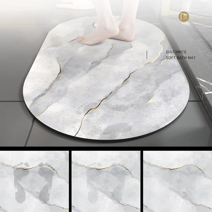 Xspring Bathroom Rug, 40x60cm Marble Super Absorbent Fast Drying Pattern Bath Mat, Non-slip Diatomaceous Earth Bath Mat, Bathroom Floor Rugs Shower Carpet for Toilet, Door Way, Kitchen, Bathroom