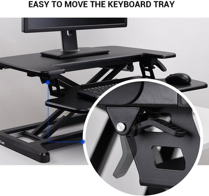 Flexispot Stand Up Desk Converter 28 Standing Desk Riser With Deep Keyboard Tray For Laptop 28", Black, M7B, M7B-Sba