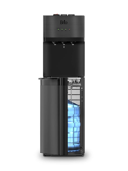 Brio Self Cleaning Bottom Loading Water Cooler Water Dispenser Black Stainless Steel 3 Temperature Settings Hot, Room & Cold Water UL/Energy Star Approved, CLBL520SCBLK