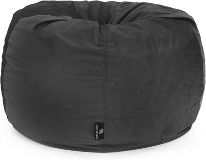 Luxe Decora Nest Soft Suede Bean Bag with Removable Layer | Washable | Perfect for Indoor Relaxation | Kids & Adults | Soft Velvet Finish | Filled with Polystyrene Beads (Black, Large)